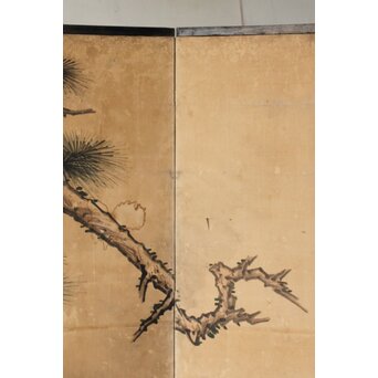 女流画家 桜井雪保 群虎図 紙本屏風一双　Z482 