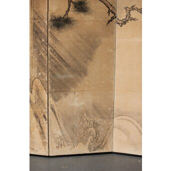 女流画家 桜井雪保 群虎図 紙本屏風一双　Z482 