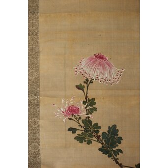 女流画家 桜井雪保 三幅対 絹本掛軸　Z483 