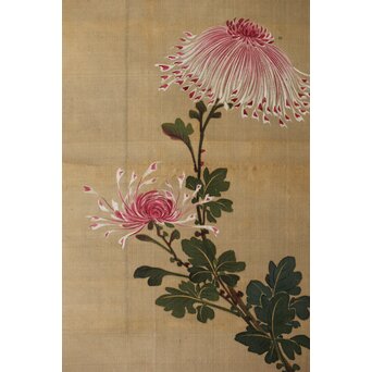 女流画家 桜井雪保 三幅対 絹本掛軸　Z483 