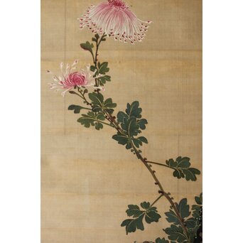 女流画家 桜井雪保 三幅対 絹本掛軸　Z483 