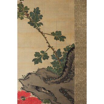 女流画家 桜井雪保 三幅対 絹本掛軸　Z483 