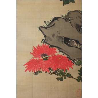 女流画家 桜井雪保 三幅対 絹本掛軸　Z483 