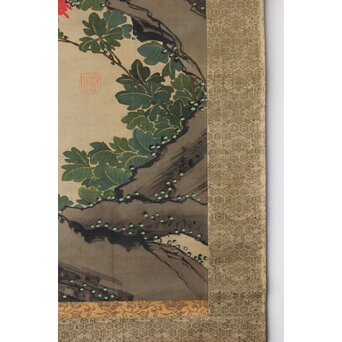 女流画家 桜井雪保 三幅対 絹本掛軸　Z483 