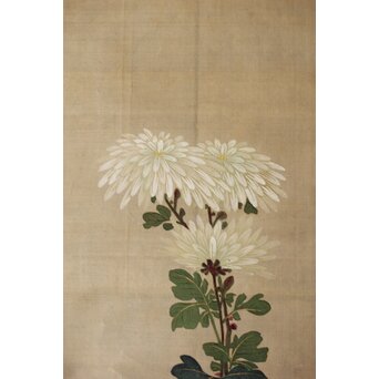 女流画家 桜井雪保 三幅対 絹本掛軸　Z483 