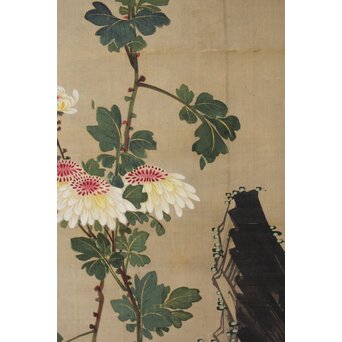 女流画家 桜井雪保 三幅対 絹本掛軸　Z483 