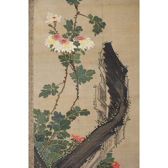 女流画家 桜井雪保 三幅対 絹本掛軸　Z483 