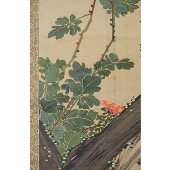 女流画家 桜井雪保 三幅対 絹本掛軸　Z483 