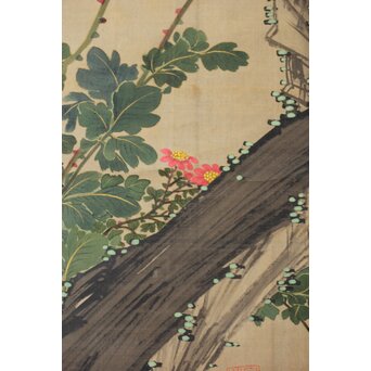 女流画家 桜井雪保 三幅対 絹本掛軸　Z483 