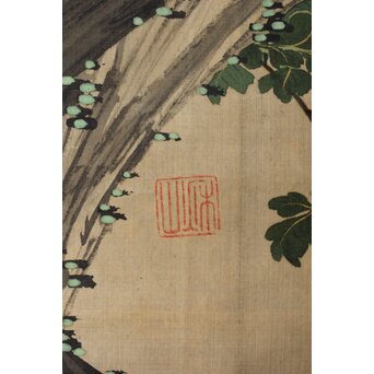 女流画家 桜井雪保 三幅対 絹本掛軸　Z483 