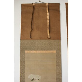 女流画家 桜井雪保 三幅対 絹本掛軸　Z483 