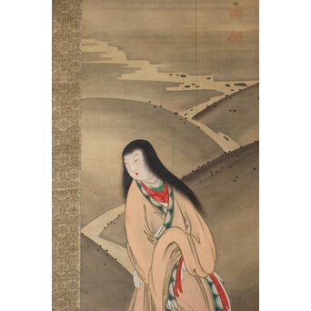 女流画家 桜井雪保 三幅対 絹本掛軸　Z483 