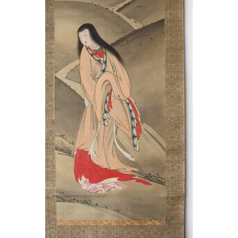 女流画家 桜井雪保 三幅対 絹本掛軸　Z483 