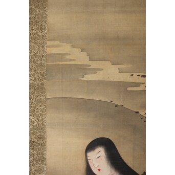 女流画家 桜井雪保 三幅対 絹本掛軸　Z483 