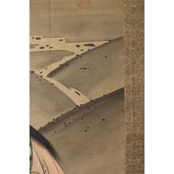 女流画家 桜井雪保 三幅対 絹本掛軸　Z483 