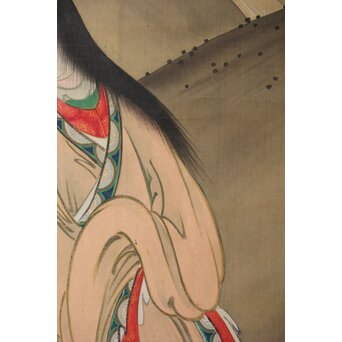 女流画家 桜井雪保 三幅対 絹本掛軸　Z483 