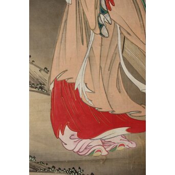 女流画家 桜井雪保 三幅対 絹本掛軸　Z483 