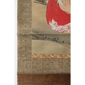 女流画家 桜井雪保 三幅対 絹本掛軸　Z483 