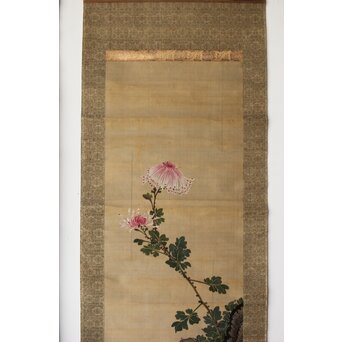 女流画家 桜井雪保 三幅対 絹本掛軸　Z483 