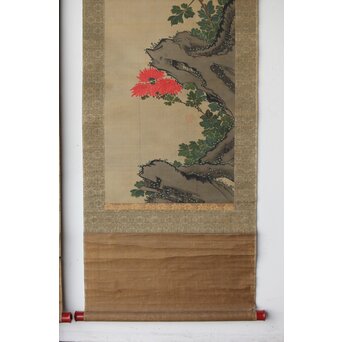 女流画家 桜井雪保 三幅対 絹本掛軸　Z483 