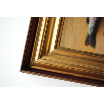 平賀亀祐「紅鱒」P8号 油彩額装　Z484 