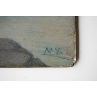 山本森之助【長崎港】油彩額装　Z485 