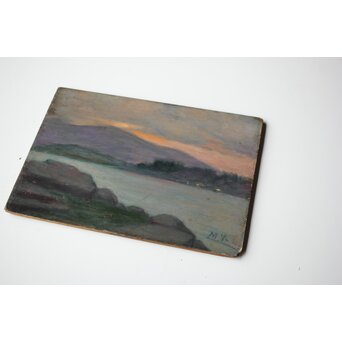 山本森之助【長崎港】油彩額装　Z485 