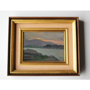 山本森之助【長崎港】油彩額装　Z485 