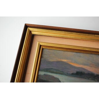 山本森之助【長崎港】油彩額装　Z485 