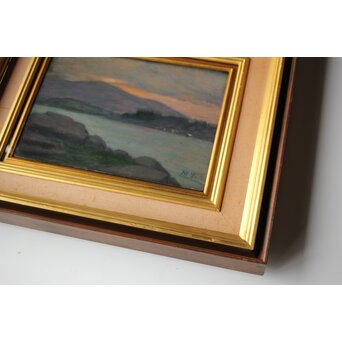 山本森之助【長崎港】油彩額装　Z485 