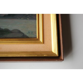 山本森之助【長崎港】油彩額装　Z485 