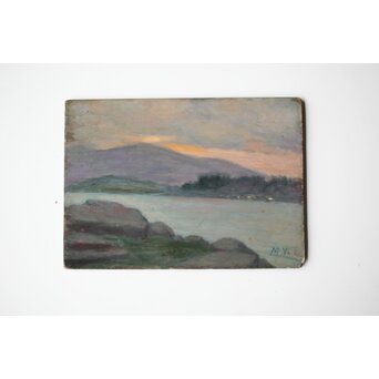 山本森之助【長崎港】油彩額装　Z485