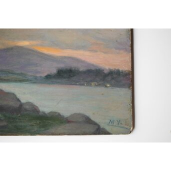 山本森之助【長崎港】油彩額装　Z485 