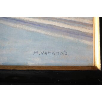 山本森之助【永福町付近の風景】油彩額装　Z486 