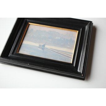 山本森之助【永福町付近の風景】油彩額装　Z486 