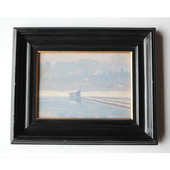 山本森之助【永福町付近の風景】油彩額装　Z486