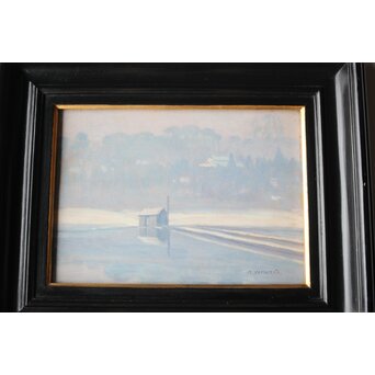 山本森之助【永福町付近の風景】油彩額装　Z486 