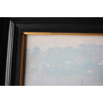 山本森之助【永福町付近の風景】油彩額装　Z486 