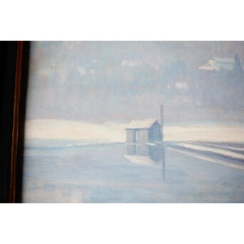 山本森之助【永福町付近の風景】油彩額装　Z486 