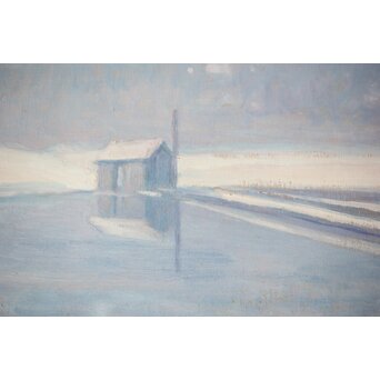 山本森之助【永福町付近の風景】油彩額装　Z486 