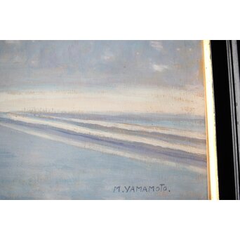 山本森之助【永福町付近の風景】油彩額装　Z486 