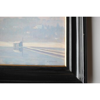 山本森之助【永福町付近の風景】油彩額装　Z486 