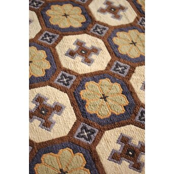 良品 赤穂緞通 一畳敷 菊十字　U348 