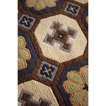 良品 赤穂緞通 一畳敷 菊十字　U348 