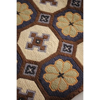 良品 赤穂緞通 一畳敷 菊十字　U348 