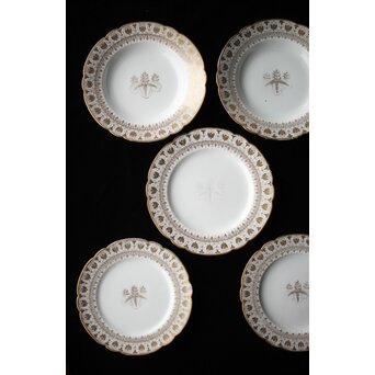 幻の明治伊万里「精磁会社謹製」菊紋金彩 皿 5枚 明治期　P451