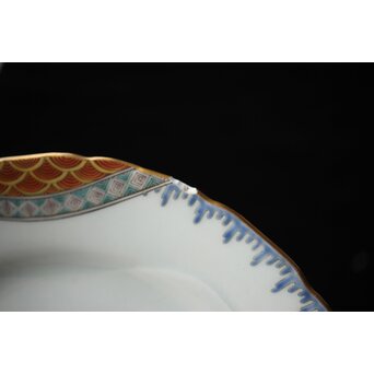 幻の明治伊万里「精磁会社謹製」色絵 皿 2枚 明治期　P452 