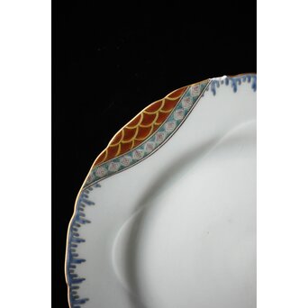 幻の明治伊万里「精磁会社謹製」色絵 皿 2枚 明治期　P452 