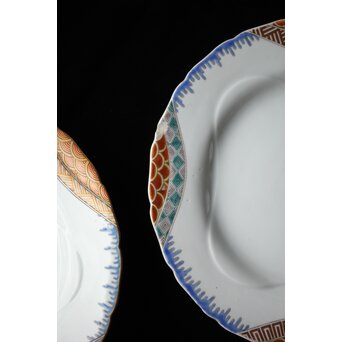 幻の明治伊万里「精磁会社謹製」色絵 皿 2枚 明治期　P452 