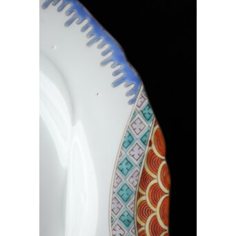 幻の明治伊万里「精磁会社謹製」色絵 皿 2枚 明治期　P452 